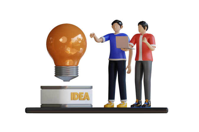 Business team working on idea  3D Illustration