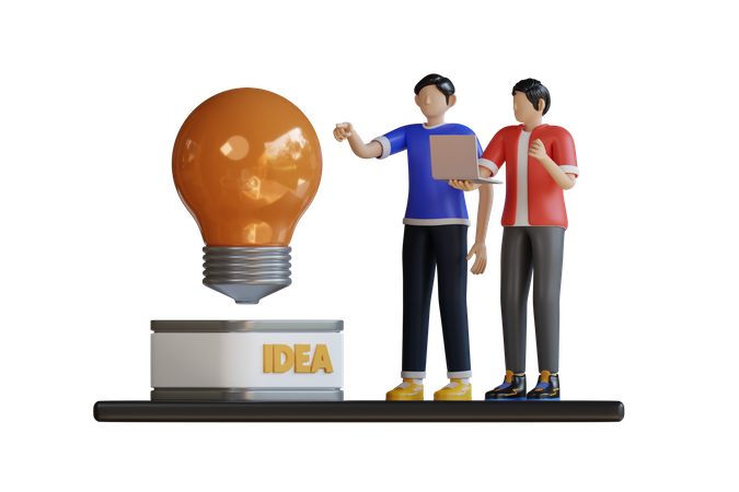 Business team working on idea  3D Illustration