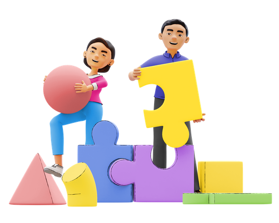 Business team working on problem solving  3D Icon