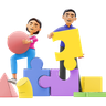 3d collaboration puzzle emoji