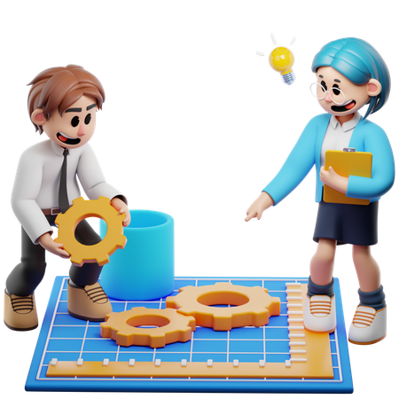 Business Team Working On Project  3D Icon