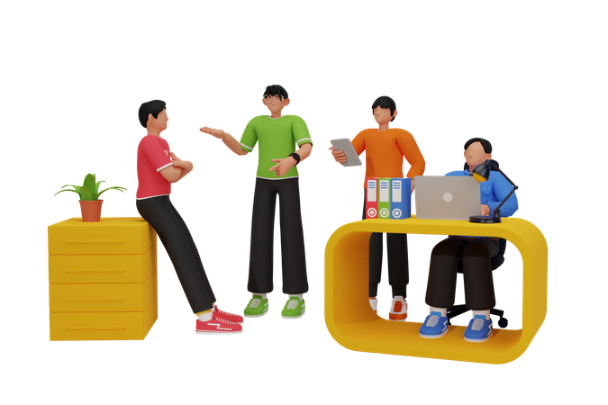 Business team working on project  3D Icon