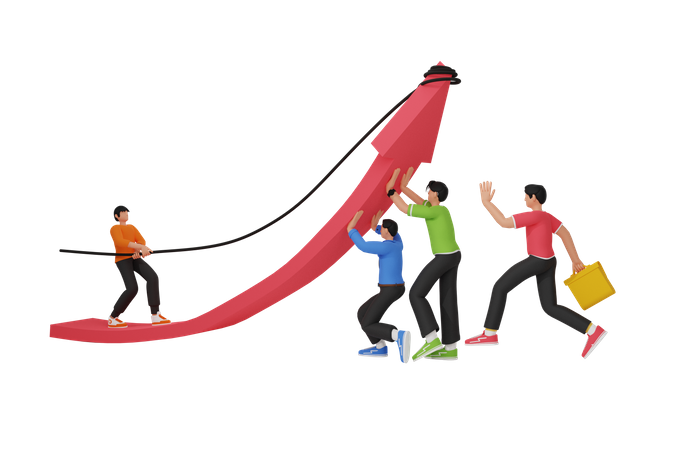 Business team working on sales growth  3D Icon