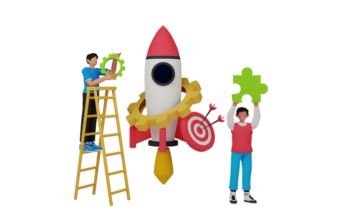 Business team working on startup  3D Icon
