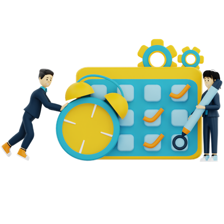 Business Team working on task list  3D Icon