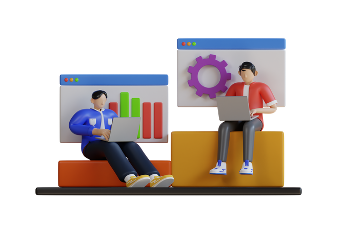 Business team working remotely 3D Illustration