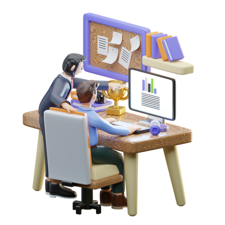 Business Team Working Together  3D Illustration