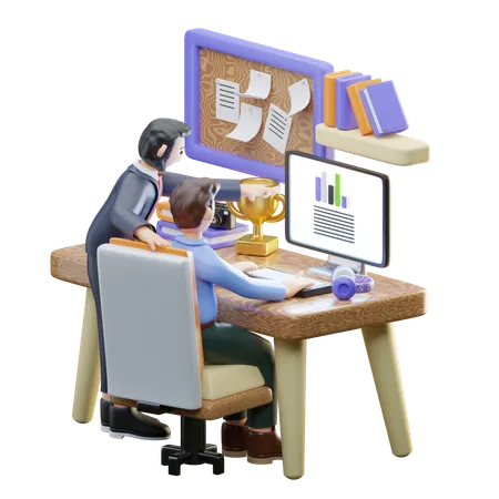 Business Team Working Together  3D Illustration