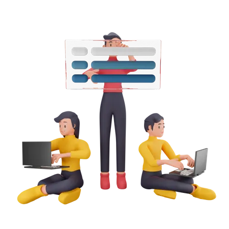 Business team working together  3D Illustration