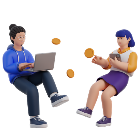 Business Team Working Together  3D Icon
