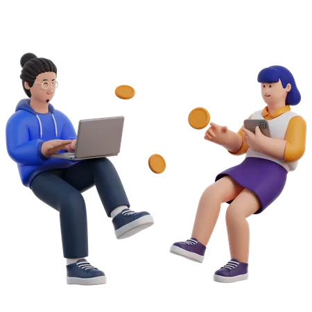 Business Team Working Together  3D Icon
