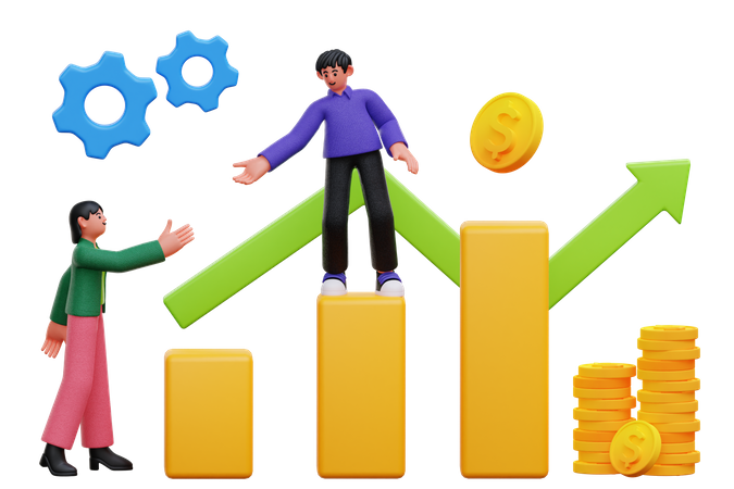 Business team working together to achieve success  3D Icon