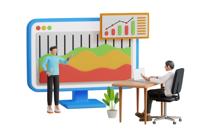 Business trainer discussing business strategy  3D Illustration