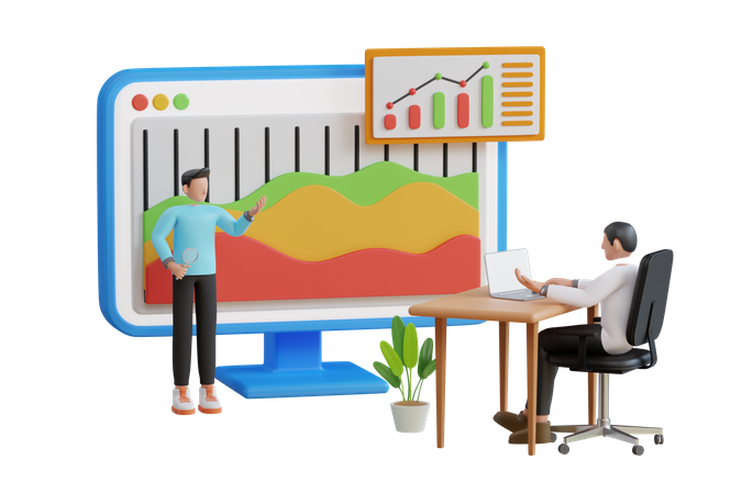 Business trainer discussing business strategy  3D Illustration