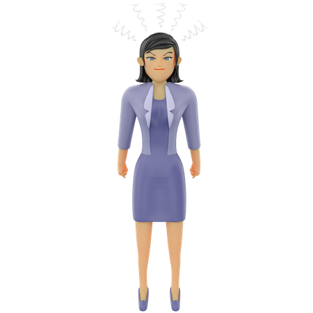 Business woman angry pose 3D Illustration