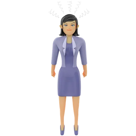 Business woman angry pose  3D Illustration