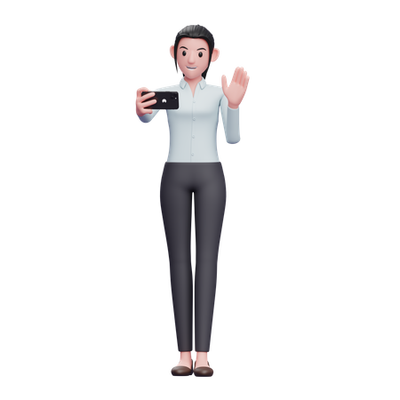 Business woman attending video call  3D Icon