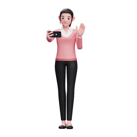 Business woman attending video call  3D Illustration