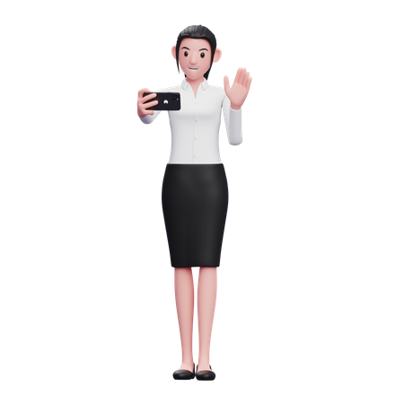 Business woman attending video call  3D Illustration