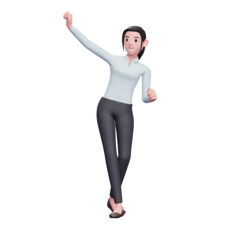 Business Woman Celebrating Victory  3D Illustration