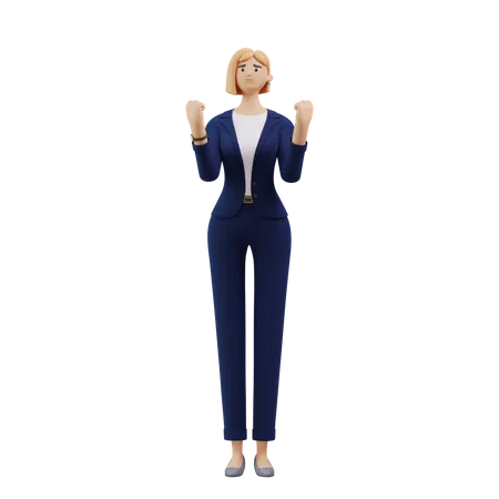 Business Woman Celebrating Victory  3D Illustration