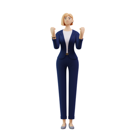 Business Woman Celebrating Victory  3D Illustration