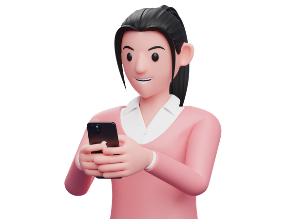 Business woman chatting on smartphone  3D Illustration