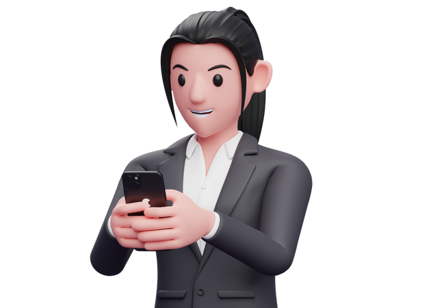 Business woman chatting on smartphone  3D Illustration