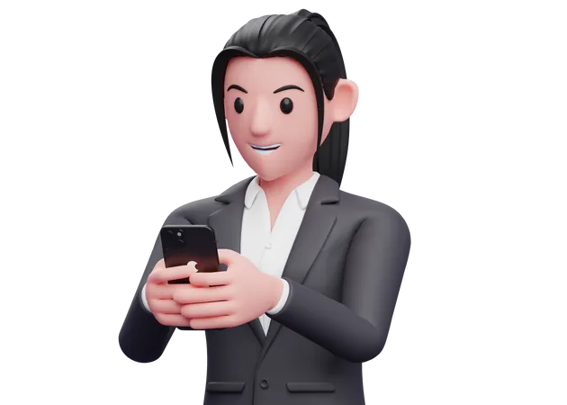 Business woman chatting on smartphone  3D Illustration