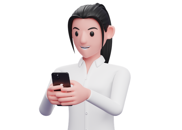 Business woman chatting on smartphone  3D Illustration