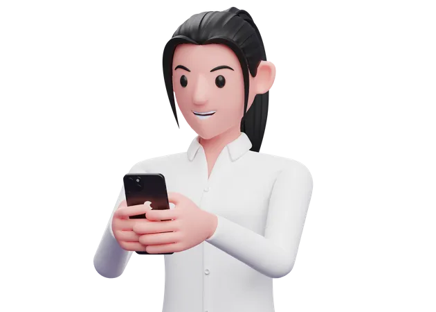 Business woman chatting on smartphone  3D Illustration