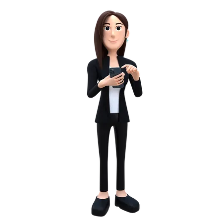 Business Woman Check Her Mobile 3D Illustration