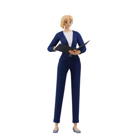 Business woman checking report  3D Illustration