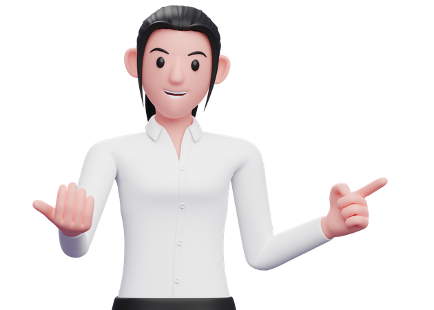 Business woman come here gesture while pointing to the side  3D Illustration