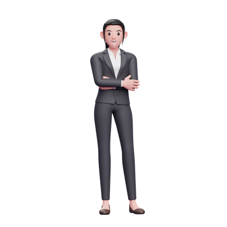 Business Woman with Crossed Arms 3D Illustration