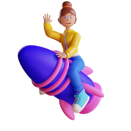 Business woman doing business startup 3D Illustration