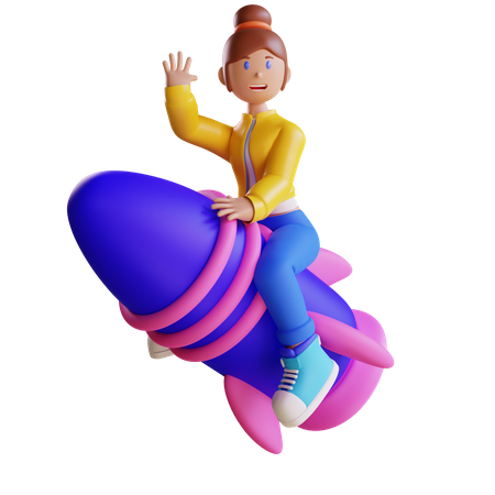 Business woman doing business startup  3D Illustration