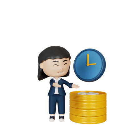 Business woman doing time management  3D Icon
