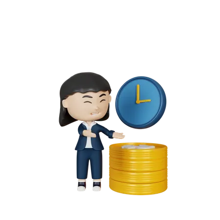 Business woman doing time management  3D Illustration