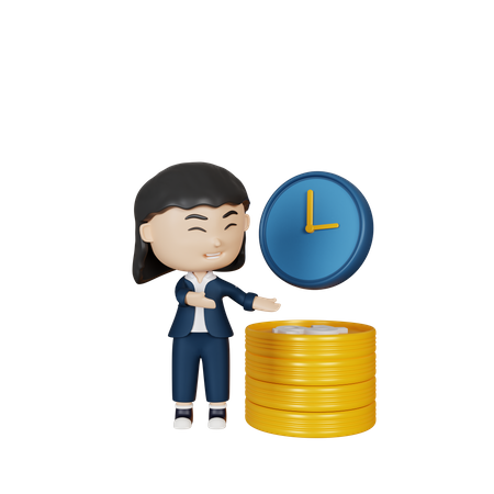 Business woman doing time management  3D Illustration