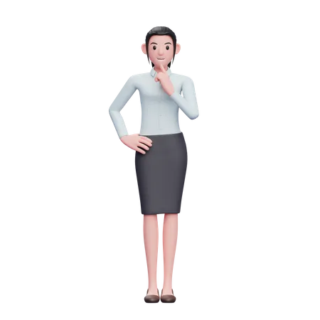 Business woman in doubt 3D Illustration
