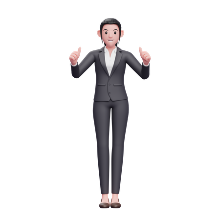 Business Woman showing thumbs up 3D Illustration