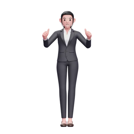 Business Woman showing thumbs up 3D Illustration