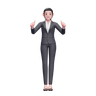 3d for business woman showing thumbs up
