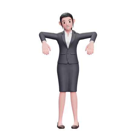 Business Woman giving Marionette Pose  3D Illustration