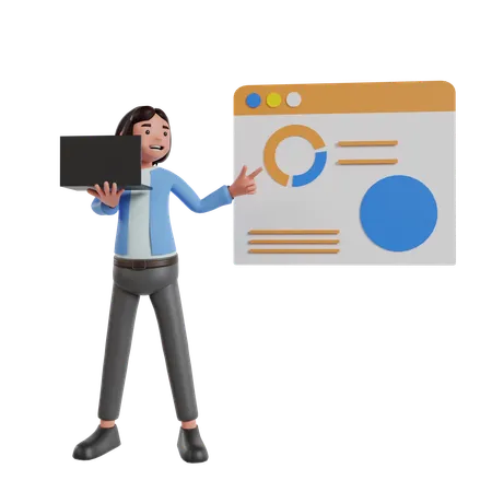 Business Woman Giving Business Presentation  3D Illustration