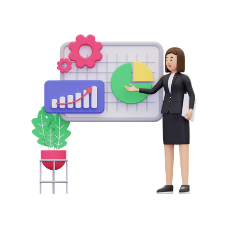 Business woman giving presentation  3D Illustration