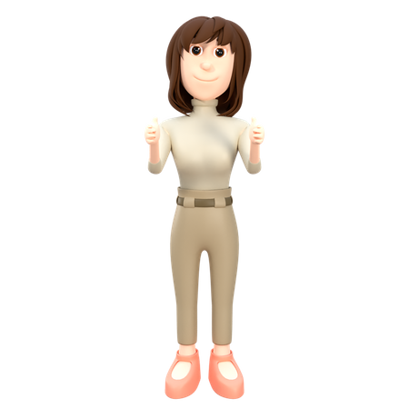 Business Woman Giving Thumbs Up  3D Illustration