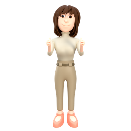 Business Woman Giving Thumbs Up 3D Illustration