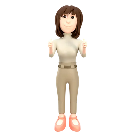 Business Woman Giving Thumbs Up  3D Illustration